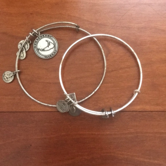 Two silver Alex and Ani bracelets. - Picture 1 of 5